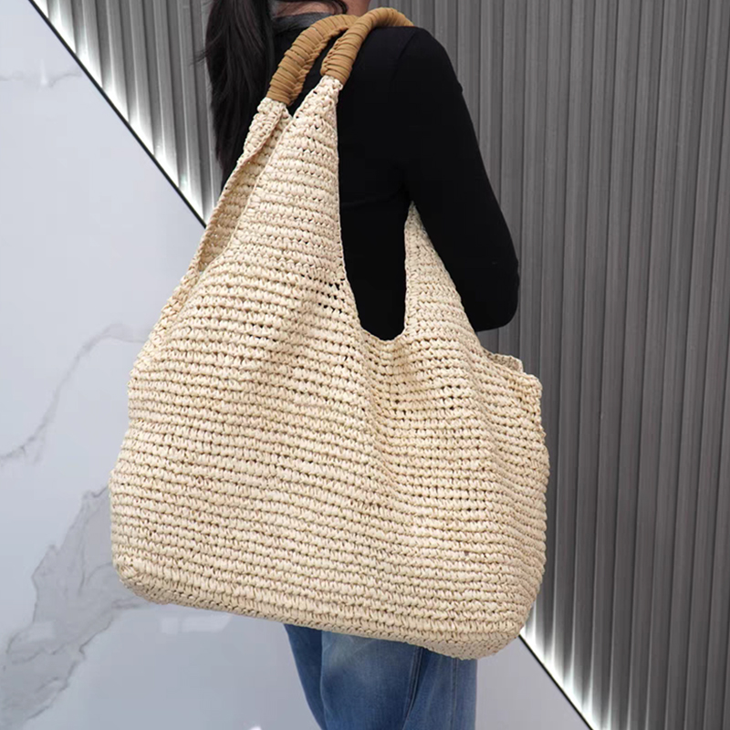 Women'S Raffia Bags - Bolsa Tote Feminina de Grande Capacidade