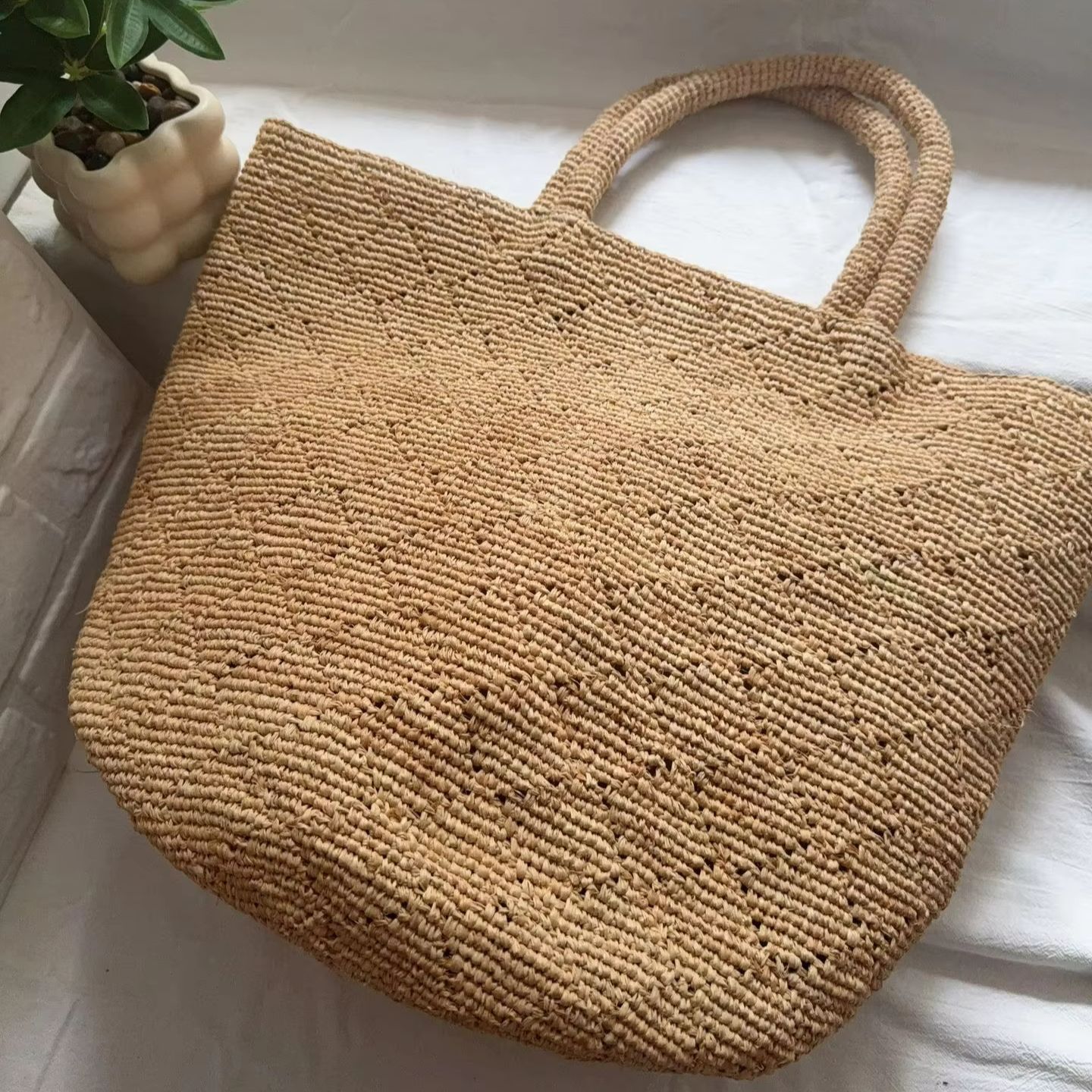 Women'S Raffia Bags - Bolsa de Praia Feminina de Crochê