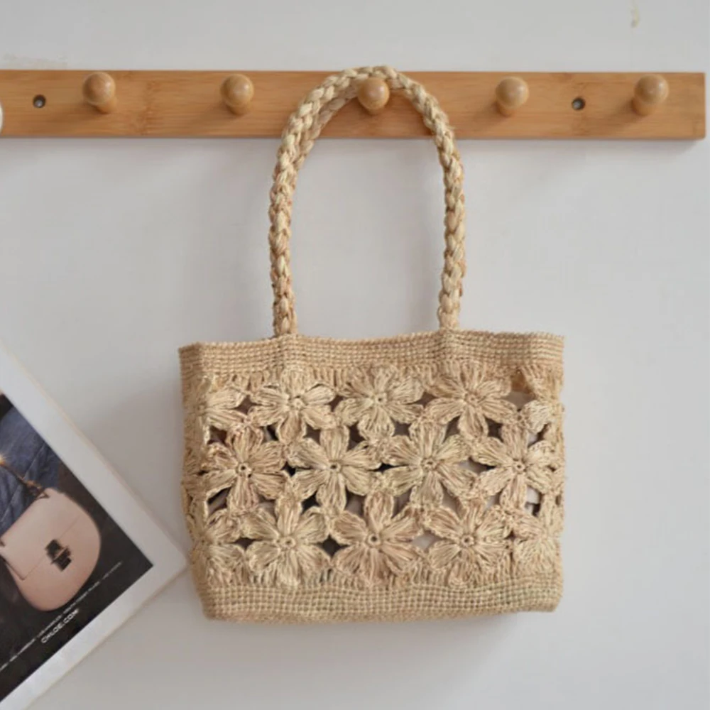 Woven Straw Bag - Boêmio flor saco de palha tote
