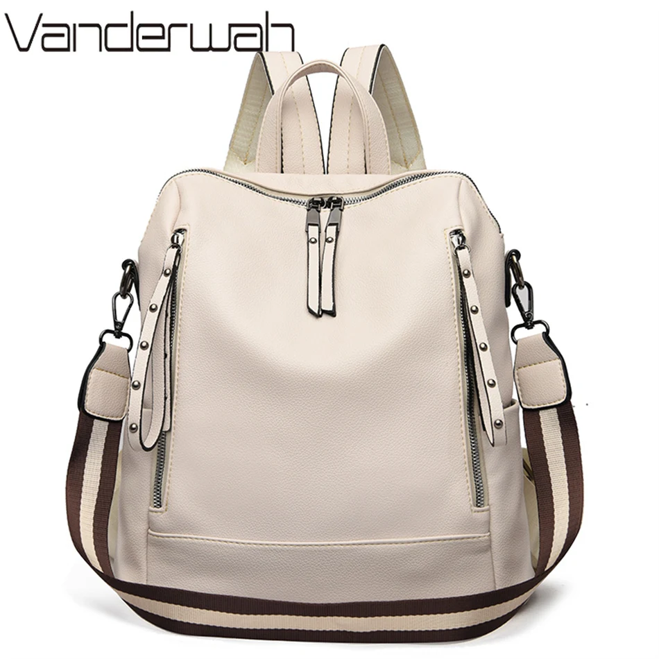 Women'S Young Bags - Mochilas multifuncionais de couro macio para