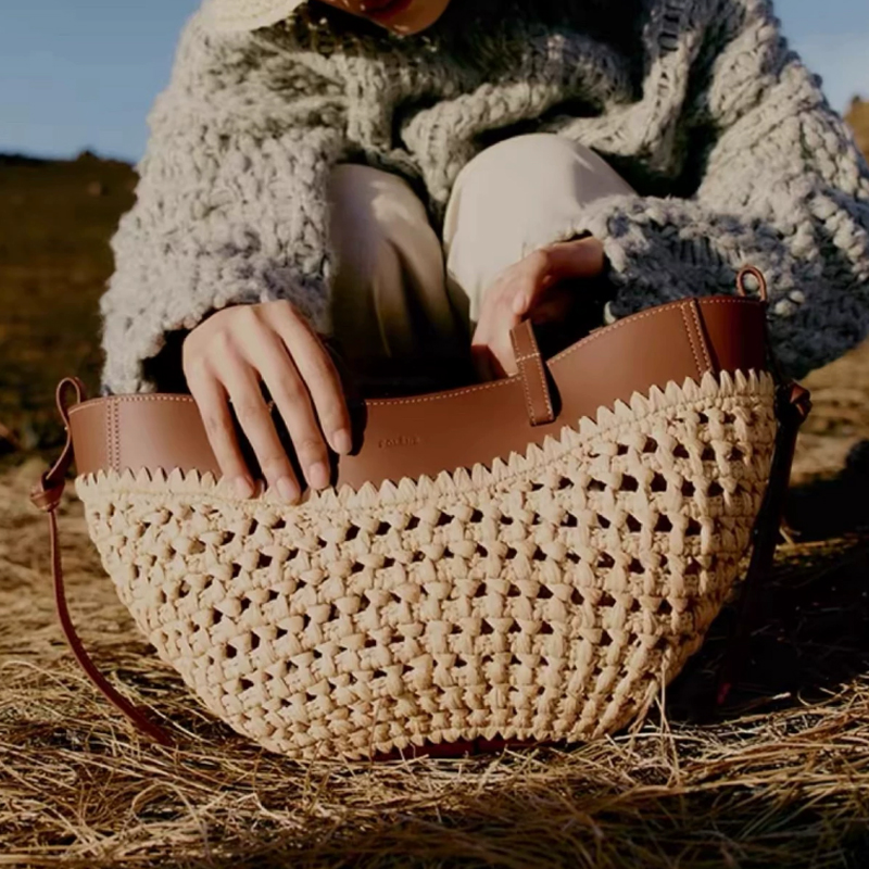 Women'S Raffia Bags - Bolsa de Praia Feminina Grande de