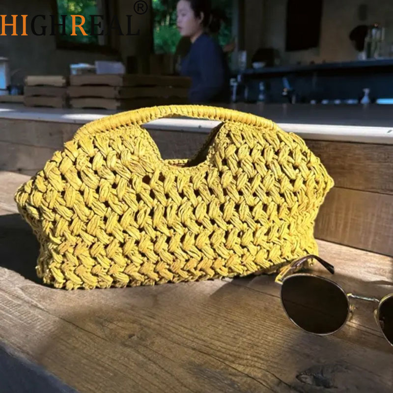 Women'S Raffia Bags - Senhoras elegantes corrente tecido bolsa de