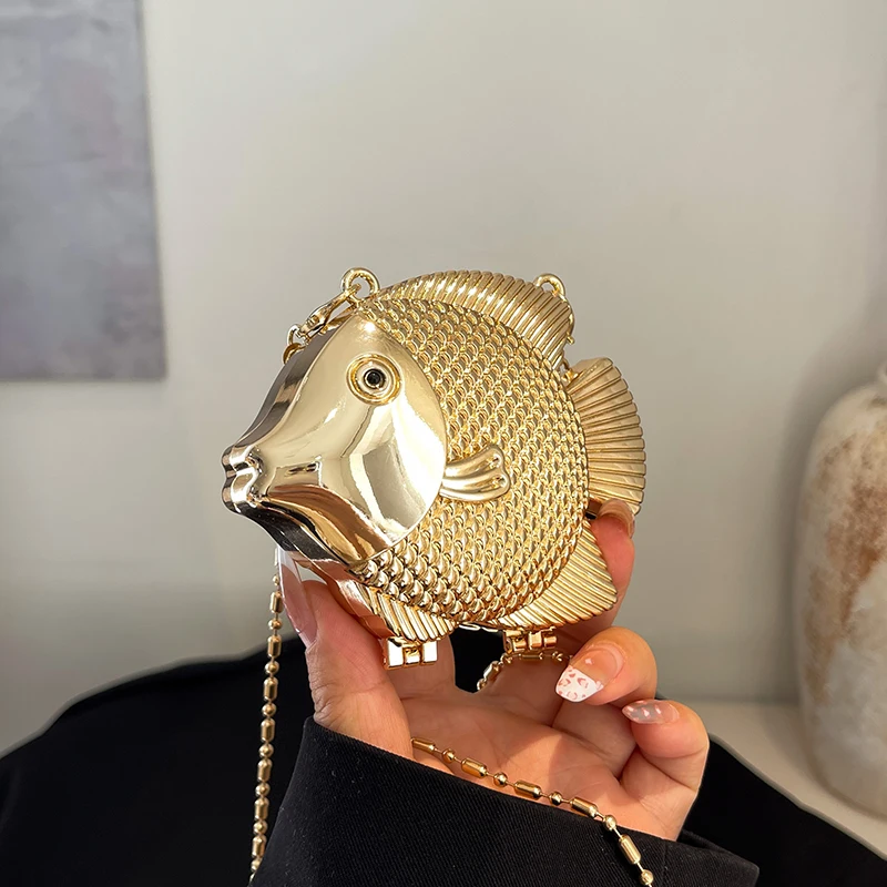 Women Bags Max - Bonito pequeno peixe forma de metal
