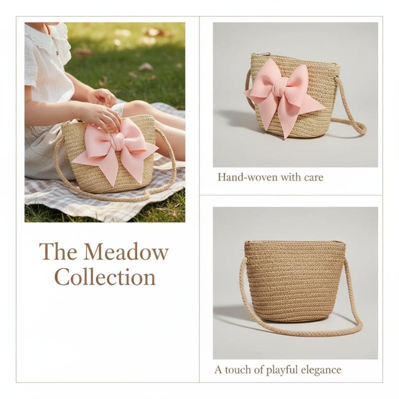 Woven Straw Bag - Bolsa de Ombro de Palha Trançada