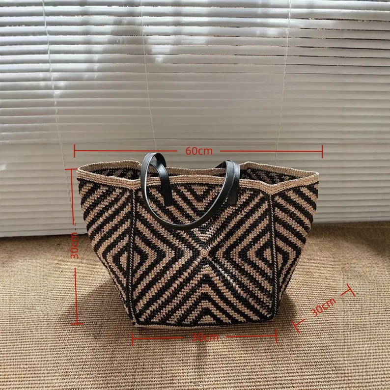 Bolsa tote grande de ráfia fei - Women'S Raffia Bags avaliação e preço