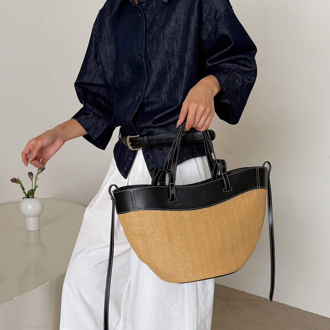 Bolsa Tote de Couro Genuíno Me - Women'S Raffia Bags avaliação e preço
