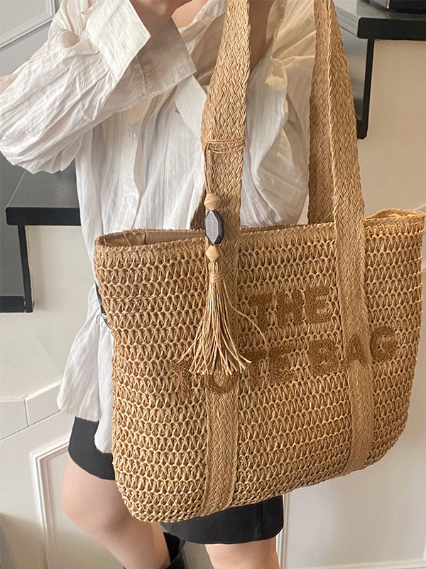 Bolsa de Praia de Verão Grande - Woven Straw Bag avaliação e preço